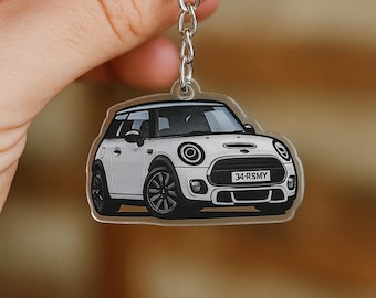 Portachiavi in acrilico personalizzabile per auto - con targa personalizzata