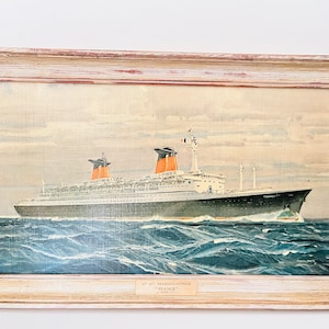 SS France – Cie Gle Transatlantique – Vintage Nautical Artwork by Marin-Marie