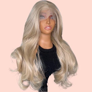 Platinum Blonde Lace Front Wig 22” | Loose Wave Synthetic Wig | 13x6 Glueless Frontal | Natural Scalp Look | Heat Safe & Beginner-Friendly