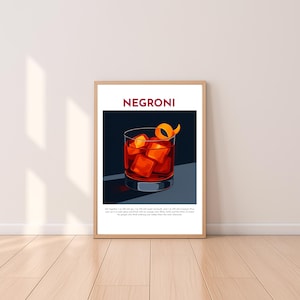 Negroni Cocktail Poster – Kitchen Decor – Cocktails – Negroni – Cocktail Recipes – Printable Poster