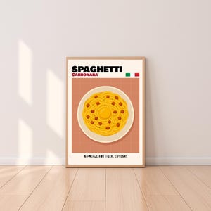 Spaghetti Carbonara Poster – Printable Pasta Wall Art – Italian Kitchen Decor – Foodie Print – Digital Download for Kitchen