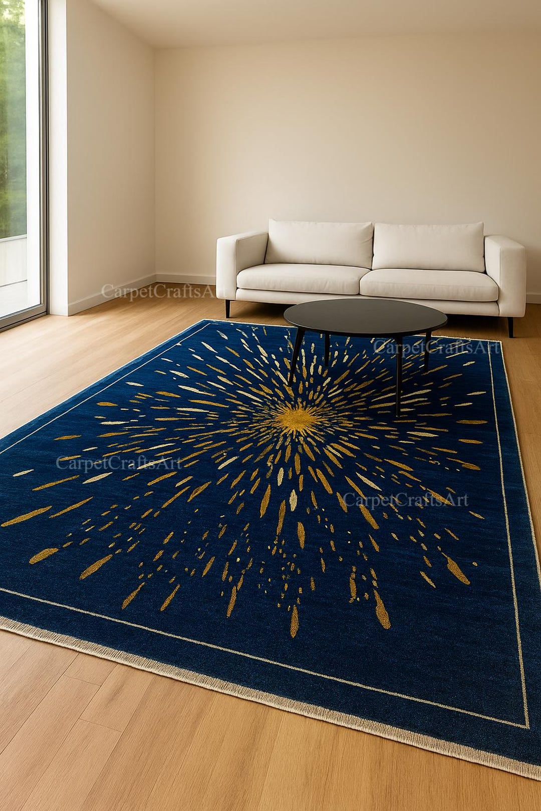 Starburst Rug Gold Blue & Gold Starburst Rug | Modern Luxury Area Carpet for Living Room ...