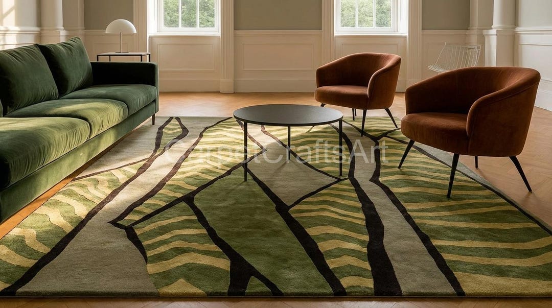 Rcc Rugs 10x14 Modern Green Abstract Hand Tufted Wool Rug | Artistic Nature ...