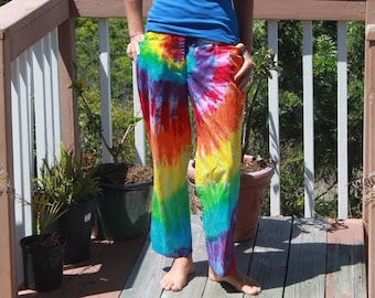Tie Dye Rainbow Capri pantalones Tamaño 8 Upcycled