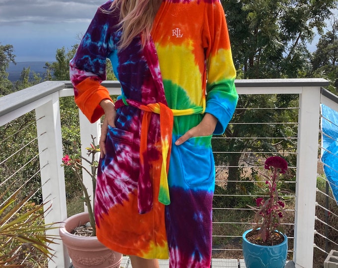 Rainbow Rbe Tie Dye Rainbow Swirl Bath Robe | Size Small - Etsy
