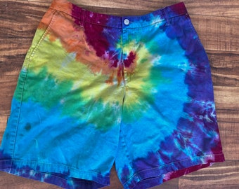 Tie Dye Rainbow Men's Shorts | Size 42 upcycled AS IS