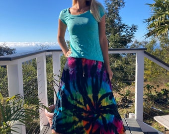 Tie Dye Rainbow With Black Skirt Size 6 Upcycled