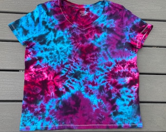 Tie Dye V Neck Galaxy Tee Shirt | Women's Size 2X and 3X