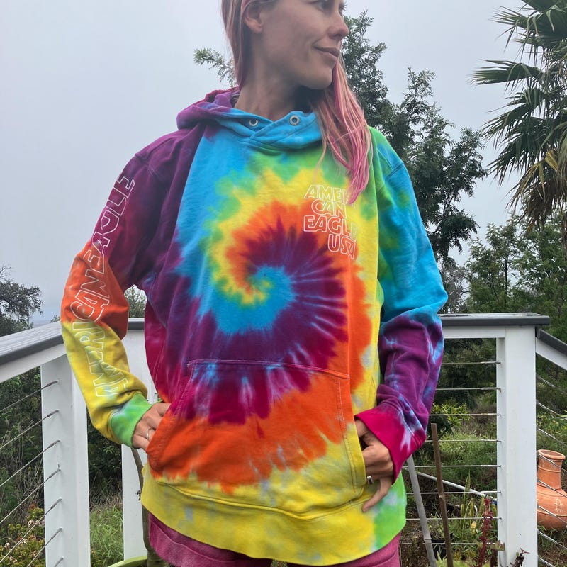 Rainbow Hippie Tie Dye Men's Zip Up Hoodie