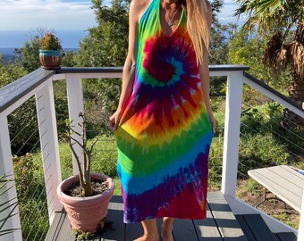 Tie Dye Rainbow Halter Sundress Size 2XL