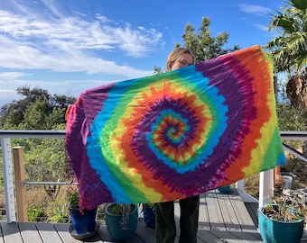 Tie Dye Rainbow Turkish Bath/Beach Towel 36" x 70"