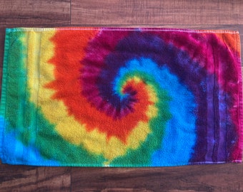 Tie Dye Rainbow Bath/Beach Towel 16" x 28"
