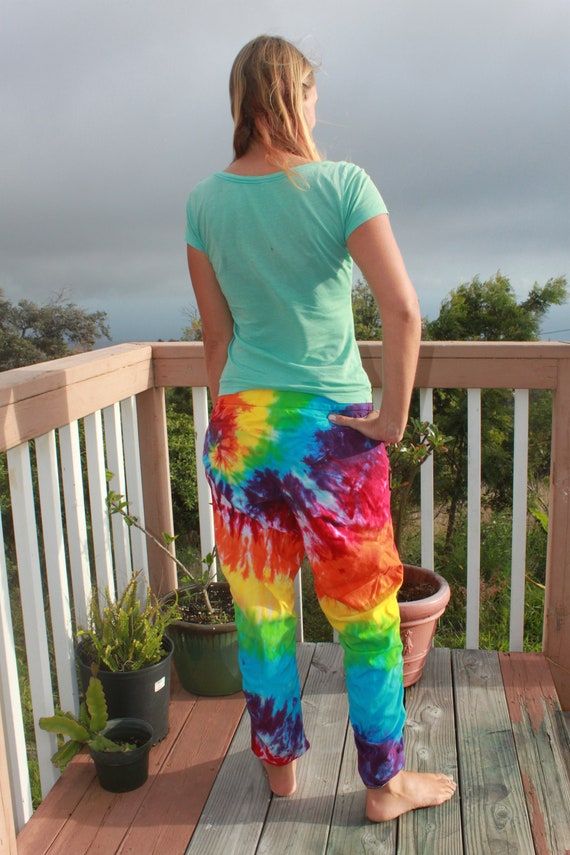 Buy Tie Dye Rainbow Capris Pants Women's Size 10 Upcycled Online in India 