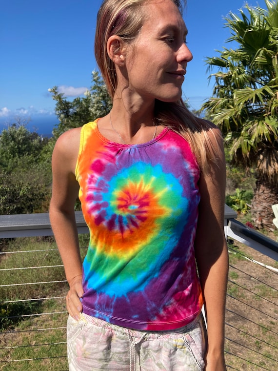 rainbow tie dye tank top