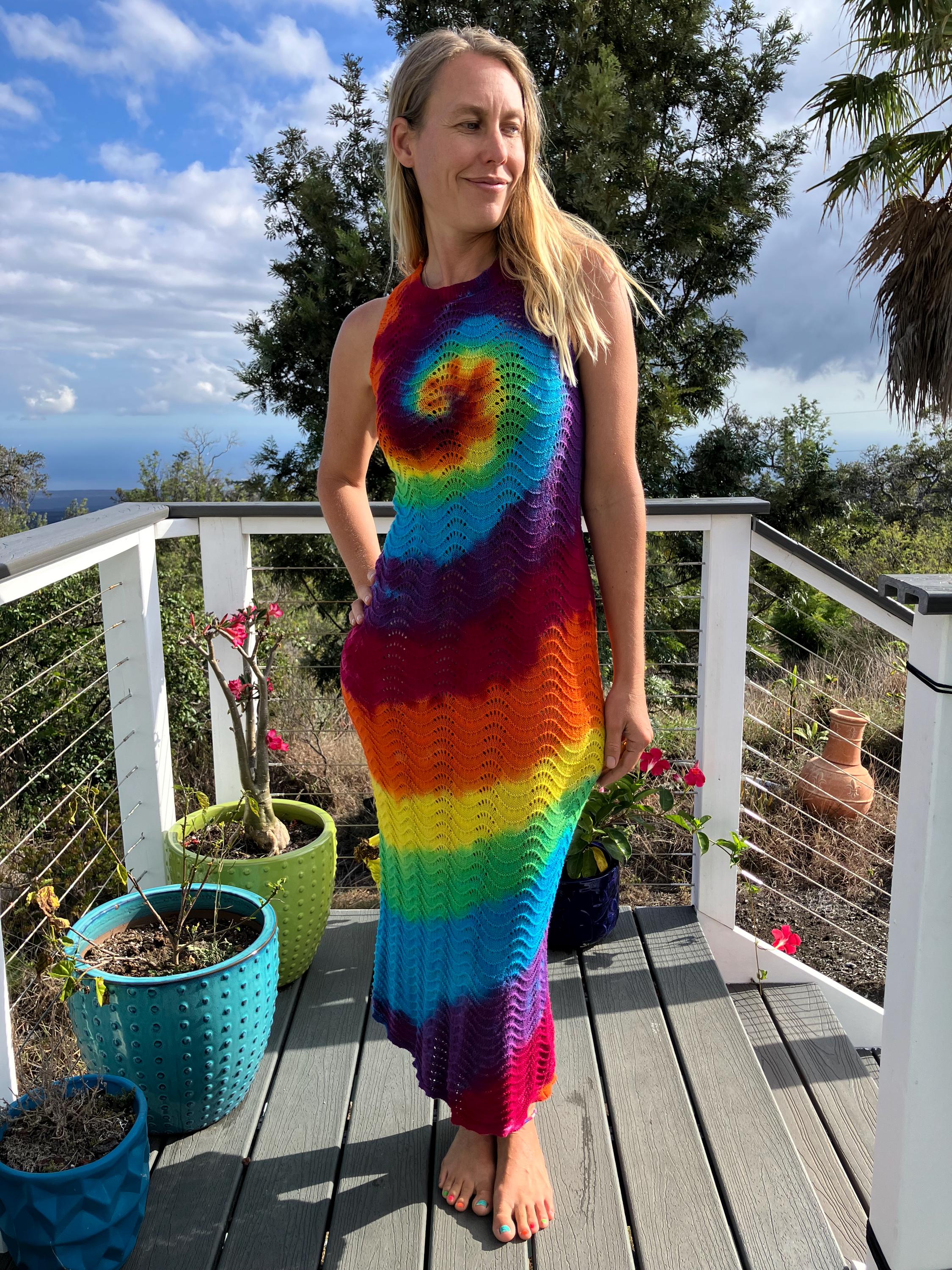 knitted rainbow dress Knit purple formal dress