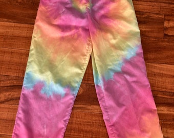 Tie Dye Rainbow Pants Size Small Upcycled AS IS