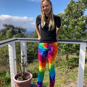 Tie Dye Rainbow Capri Pants Size 8 Upcycled 