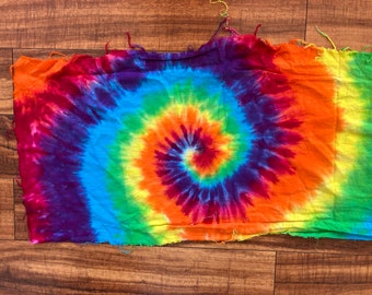 Tie Dye Rainbow Swirl Cotton Muslin Fabric | 26x14