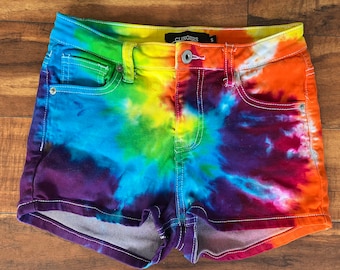 Tie Dye Rainbow Shorts | Women's Size Small upcycled