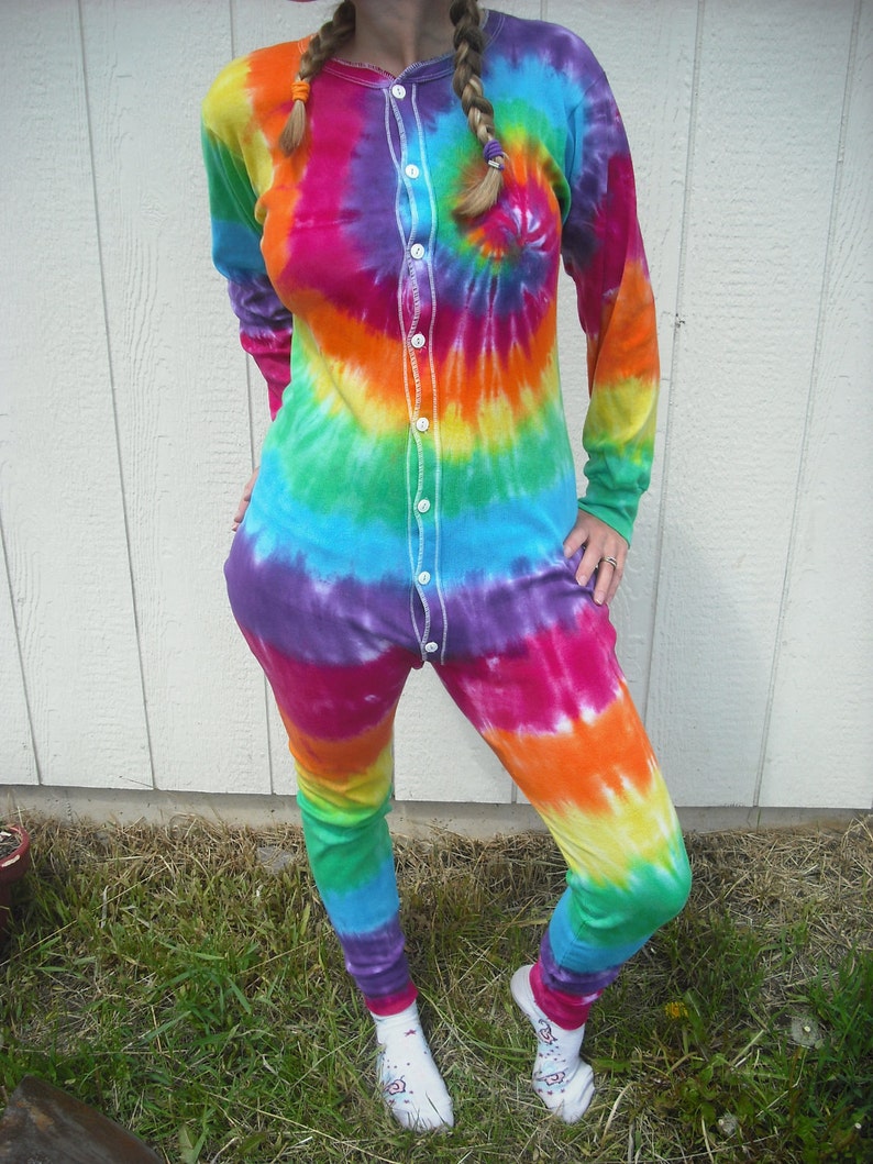 Tie Dye Custom Long Underwear Adult Onesie-Unisex Sizes Small through 2XL image 2