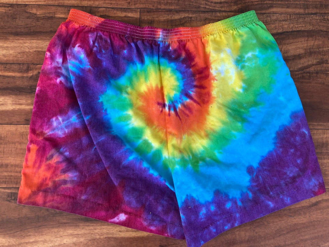 Tie Dye Rainbow Shorts Women's Size XL Upcycled - Etsy