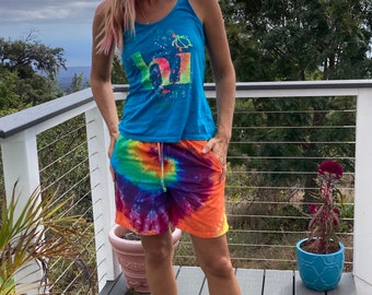 Tie Dye Rainbow Shorts | Women's Size XS upcycled