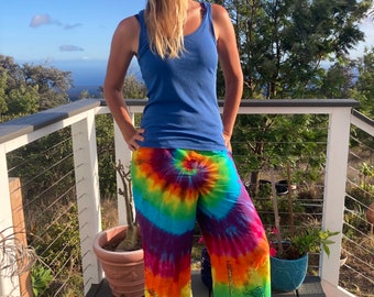 Tie Dye Rainbow Pants | Women's Size M Upcycled