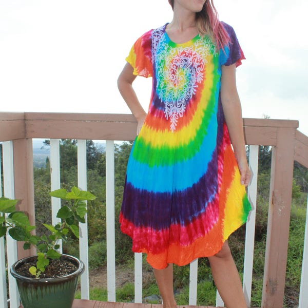 Tie Dye Free Size Rayon Dress | Plus Size