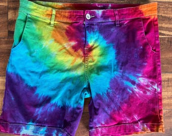 Tie Dye Rainbow Shorts | Women's Size 11 upcycled