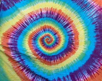 Tie Dye Rainbow Swirl 540 Thread Count Cal-King Flat Sheet | Upcycled