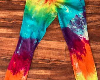 Tie Dye Rainbow Pants | Junior's Size 0 Upcycled