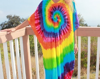 Tie Dye Caftan Rainbow Swirl | One Size and One Size Plus