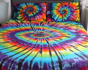 Tie dye Bed Sheet Set With Black Accents Queen Size