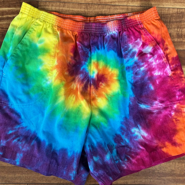 Tie Dye Rainbow Shorts | Women's Size XL upcycled