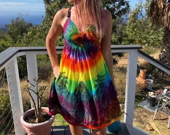 Tie Dye Regenbogen Kleid Größe Small