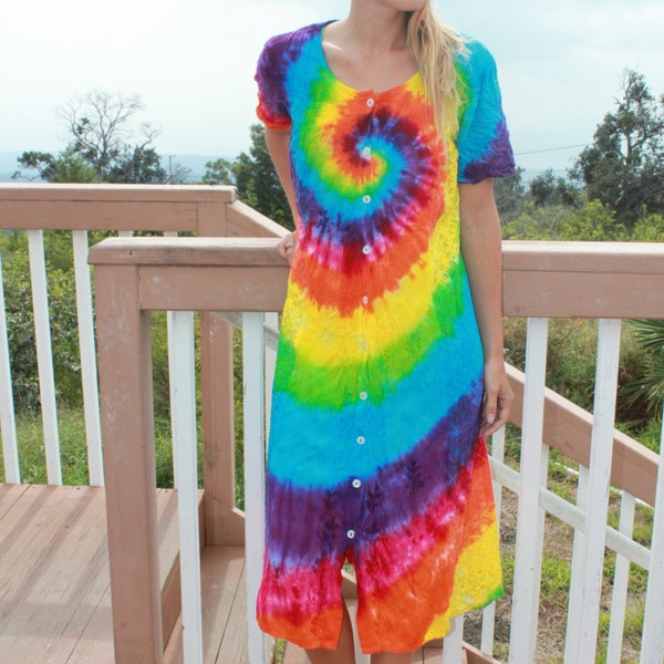 Tie dye Free size Rayon long dress plus size