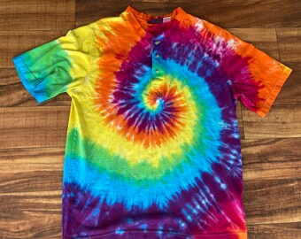 Tie Dye Rainbow Men's Polo Short Sleeve Shirt | Men's Size Large