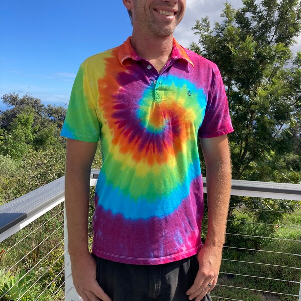 mens tie dye polo shirt
