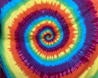 Tie Dye Rainbow Swirl King Flat Sheet | Upcycled