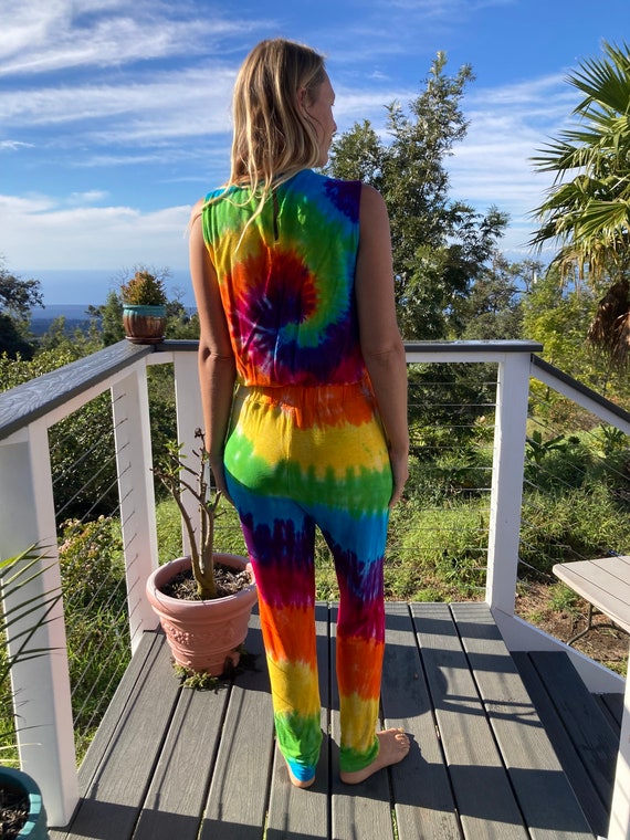 Rainbow tie dye jumpsuit on sale