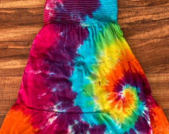 Tie Dye Girls Dress Size Small 6-7 Upcycled AS IS