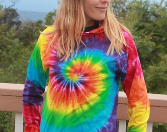 Tie Dye Rainbow Swirl Lightweight Hoodie Size Small