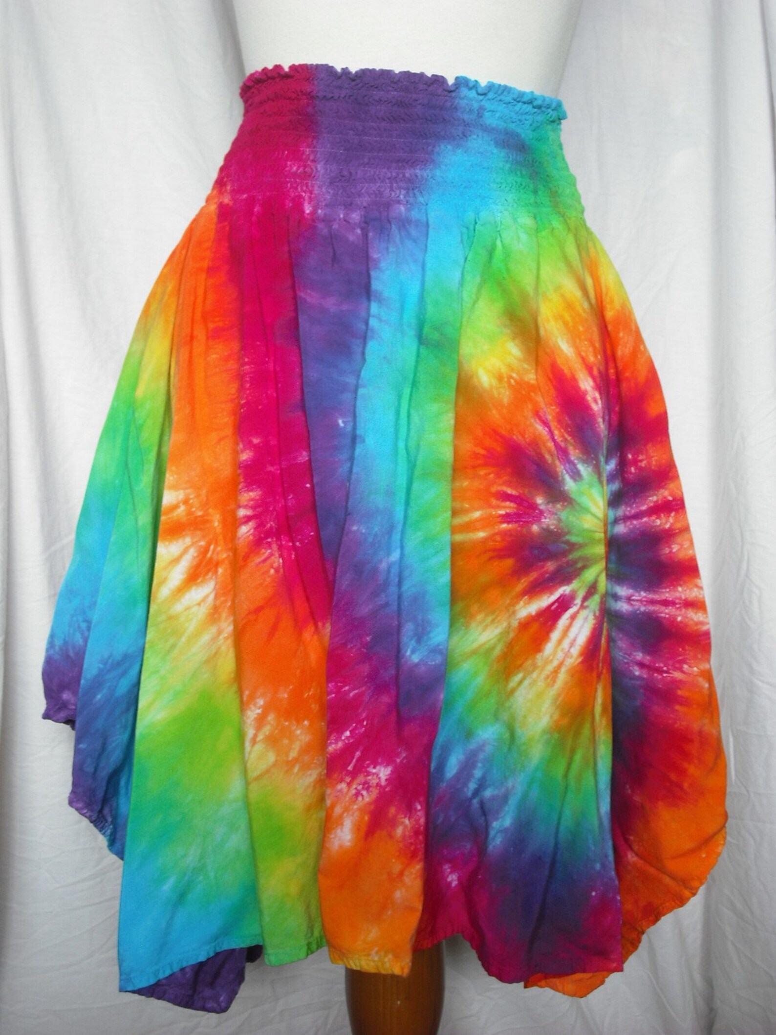 Tie Dye Rainbow Asymmetrical Knee Length Skirt Tamaño Pequeño Etsy