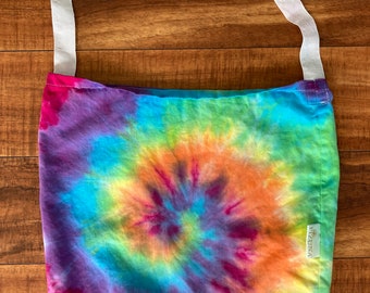 Tie Dye Rainbow Tote Bag Upcycled