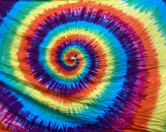 Tie Dye Rainbow Swirl Twin Flat Sheet | Upcycled