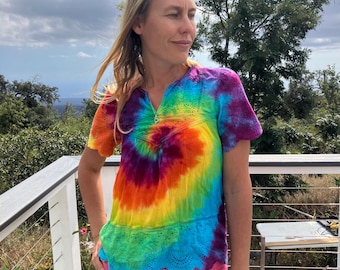Top de mujer teñido anudado, talla XS, reciclado