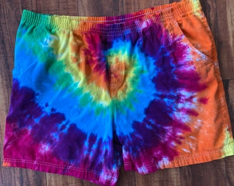 Tie Dye Rainbow Men's Shorts | Upcycled Size L AS IS