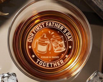 First Father’s Day Beer Glass For New Dad, Personalized Whiskey Cup From Baby, Custom Daddy Gift Keepsake Drinkware Barware