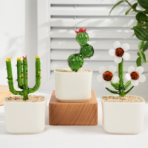 Glass Succulents Potted Plant,Stained Glass Succulent Cactus,Teacher Appreciation Gift,Housewarming Gift,Artificial House Plant,Car Ornament