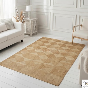 Large Sisal Rug Square Box Jute Rug Jute Braided Rug Bohemian Jute Rug Rectangular Jute Rug Jute Area Rug Square Jute rug Custom Size Rug